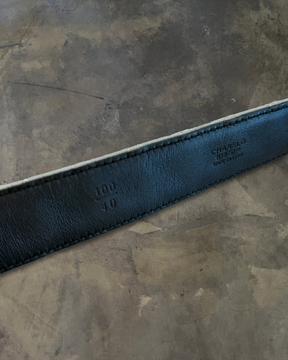 CHANEL BABY BLUE QUILTED CC PEARL BELT