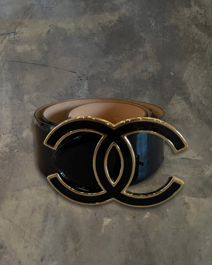 CHANEL PATENT CALFSKIN CC LOGO BELT