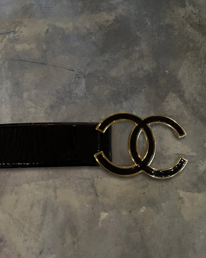 CHANEL PATENT CALFSKIN CC LOGO BELT