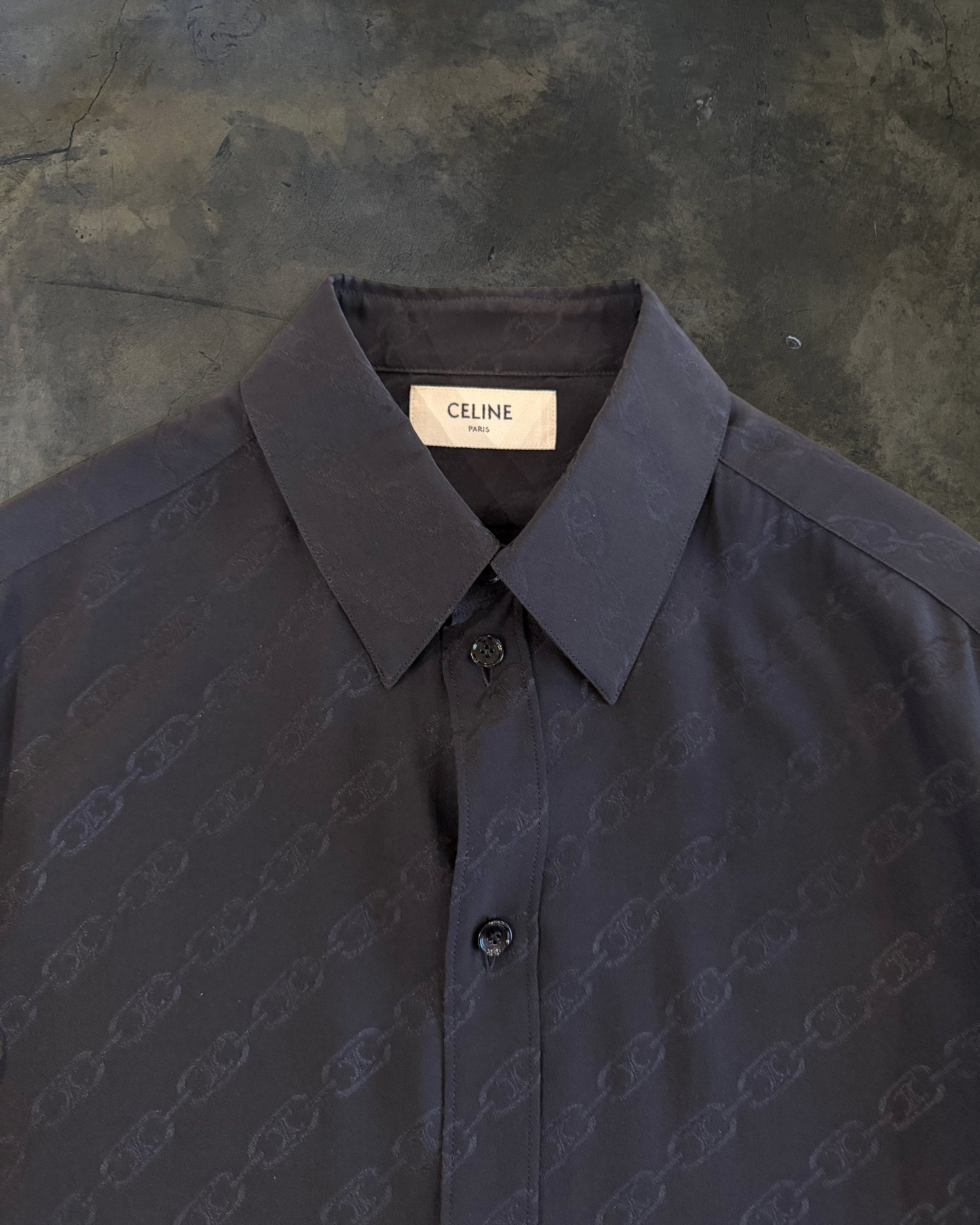 CELINE SS2020 CHAIN LOGO BUTTON UP