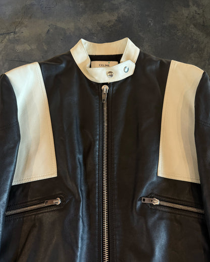 1/1 CELINE SS2022 TWO TONE LEATHER MOTO JACKET