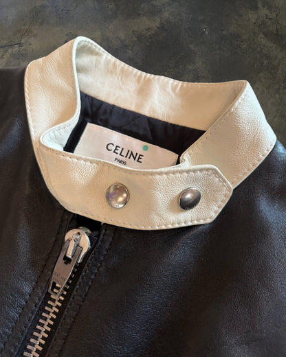 1/1 CELINE SS2022 TWO TONE LEATHER MOTO JACKET