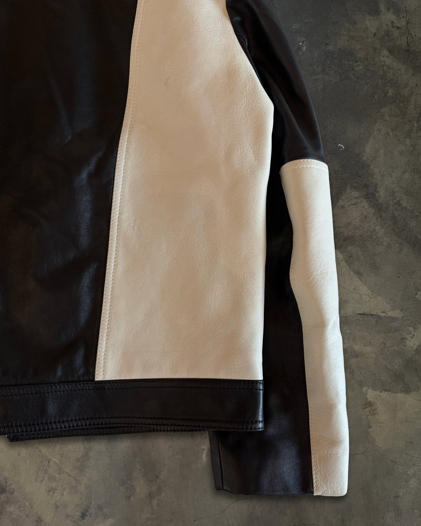 1/1 CELINE SS2022 TWO TONE LEATHER MOTO JACKET