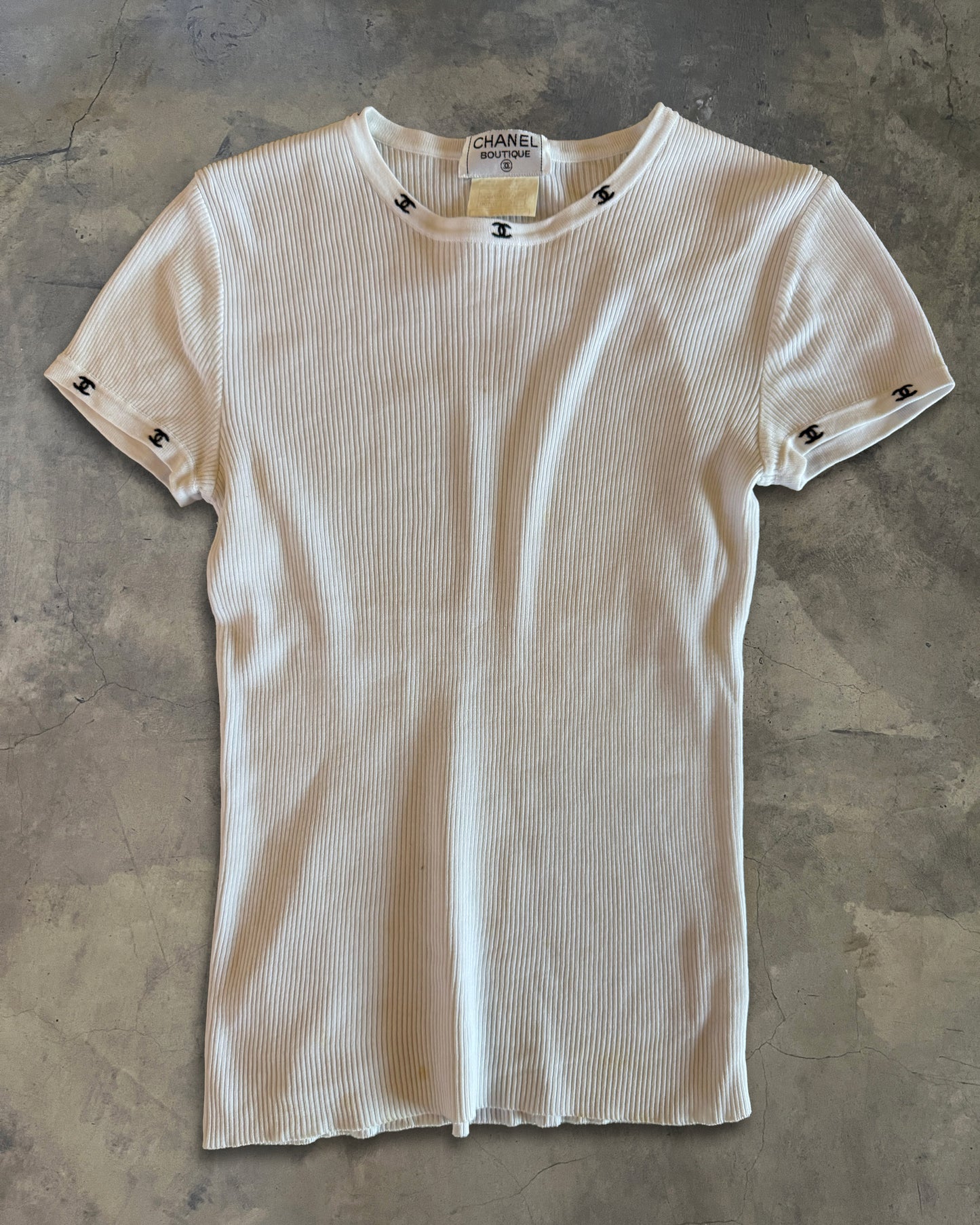 CHANEL SS1996 RIBBED COTTON TOP