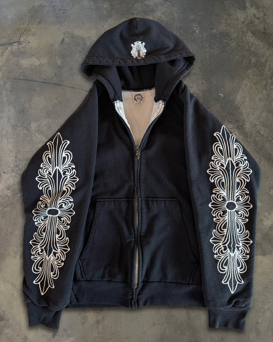 CHROME HEARTS VINTAGE WAFFLE KNIT FLORAL HOODIE