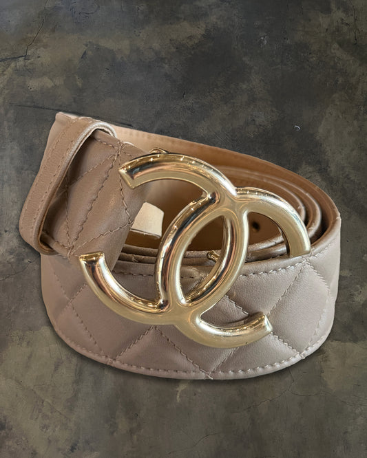 CHANEL BEIGE GRISÉ QUILTED LAMBSKIN BELT