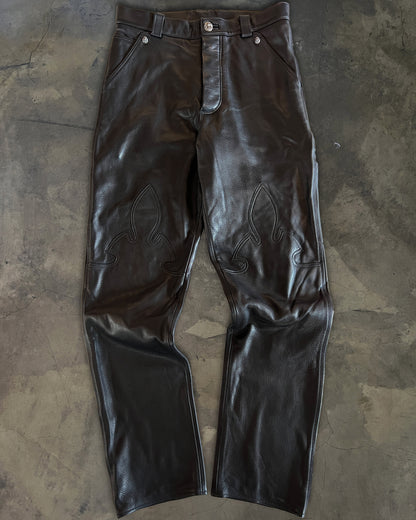 CHROME HEARTS FLEUR KNEE LEATHER PANTS