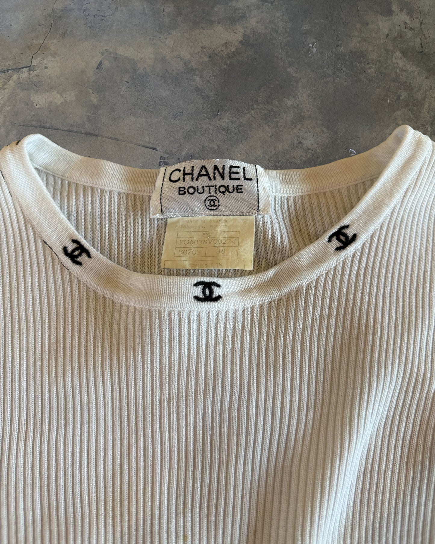 CHANEL SS1996 RIBBED COTTON TOP