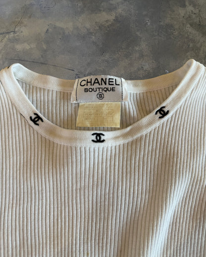 CHANEL SS1996 RIBBED COTTON TOP