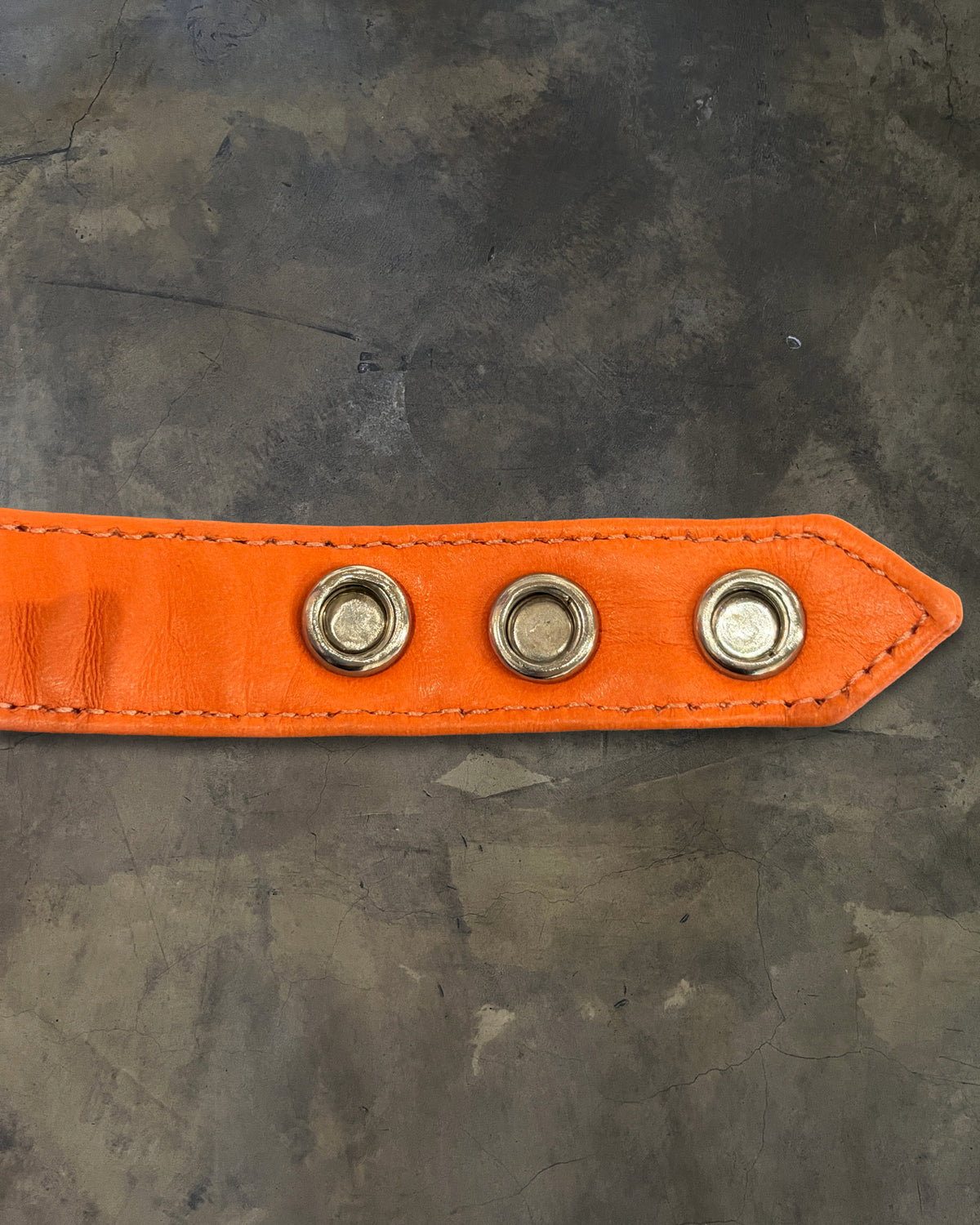 CHROME HEARTS CROSS 3 BUTTON ORANGE LEATHER BRACELET