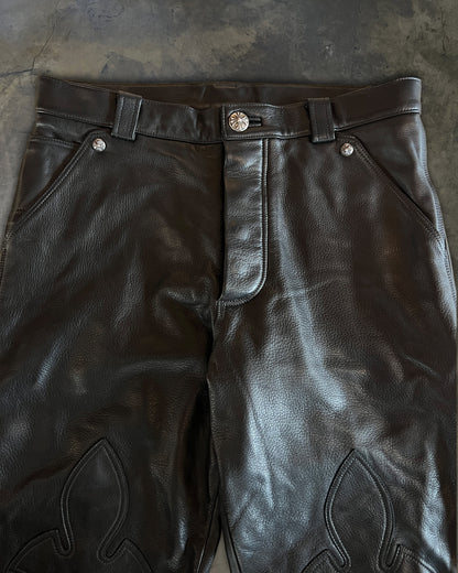 CHROME HEARTS FLEUR KNEE LEATHER PANTS