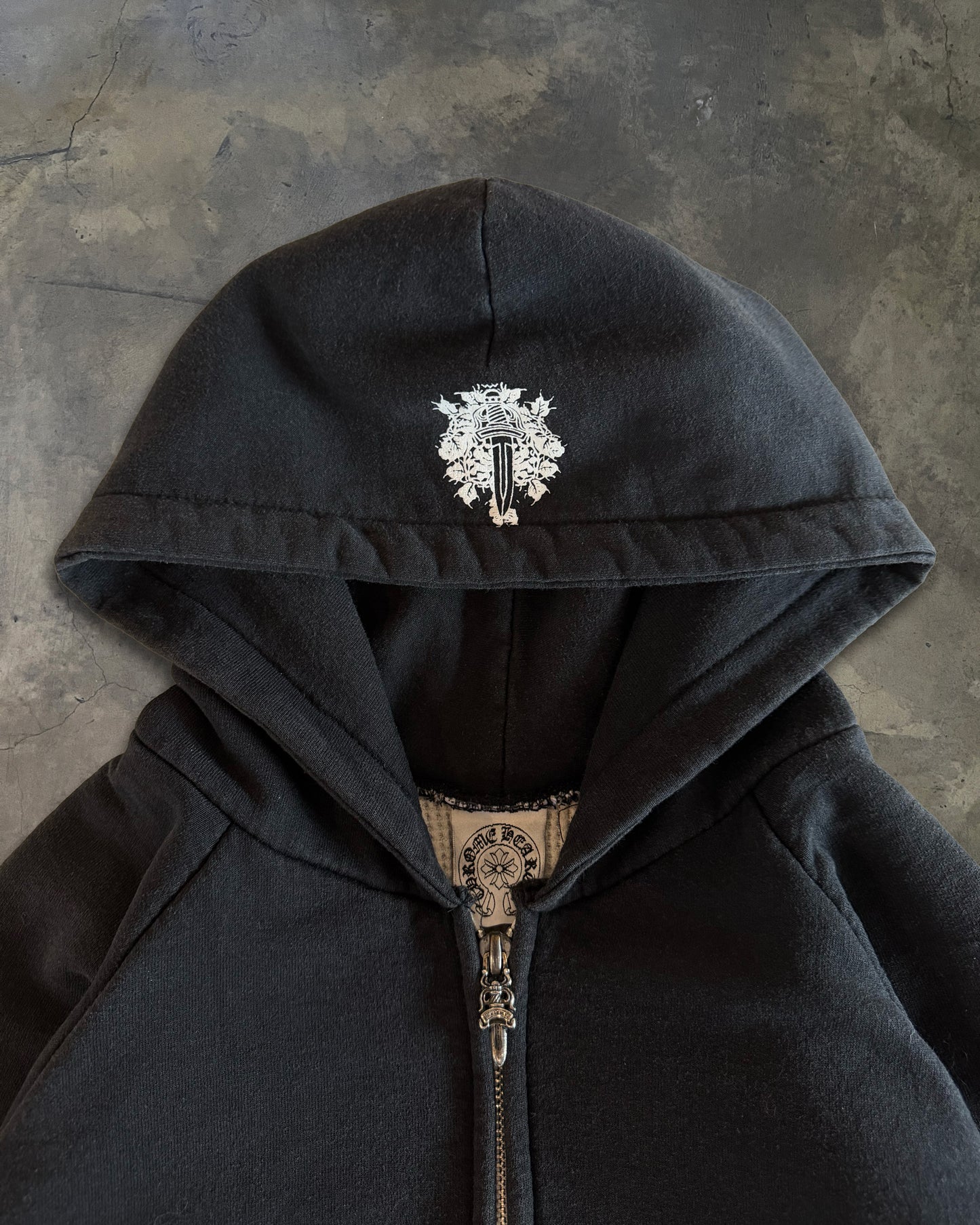 CHROME HEARTS VINTAGE WAFFLE KNIT FLORAL HOODIE