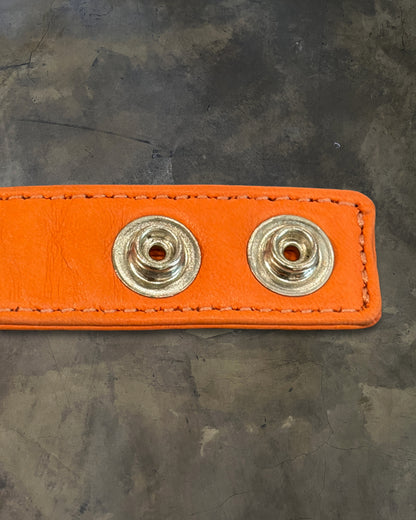 CHROME HEARTS CROSS 3 BUTTON ORANGE LEATHER BRACELET
