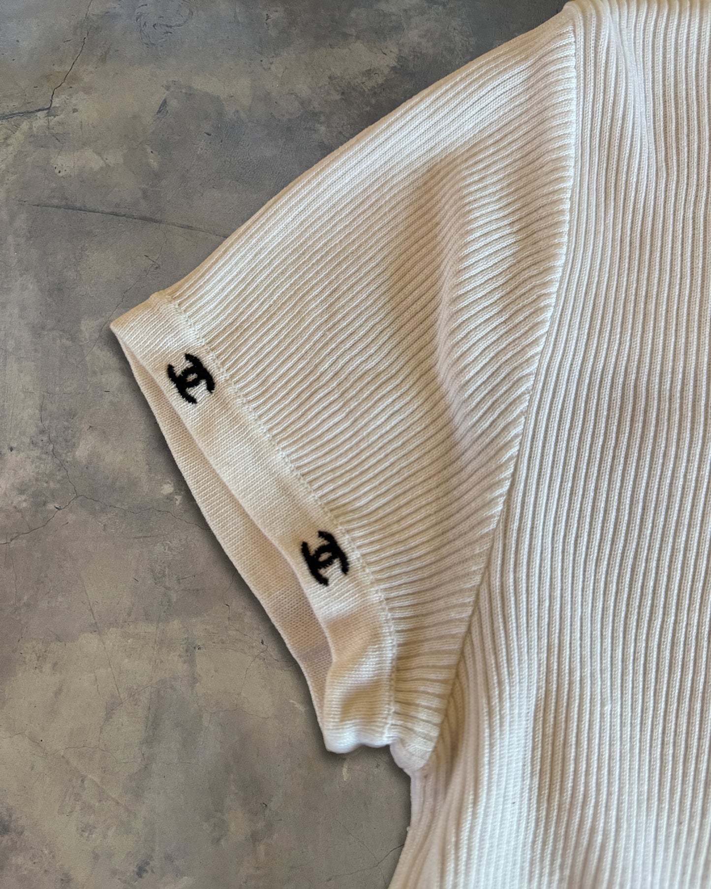 CHANEL SS1996 RIBBED COTTON TOP