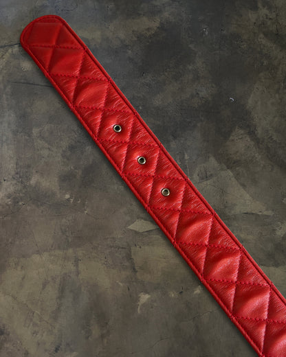 CHANEL 2014 PIRU RED QUILTED CC BELT