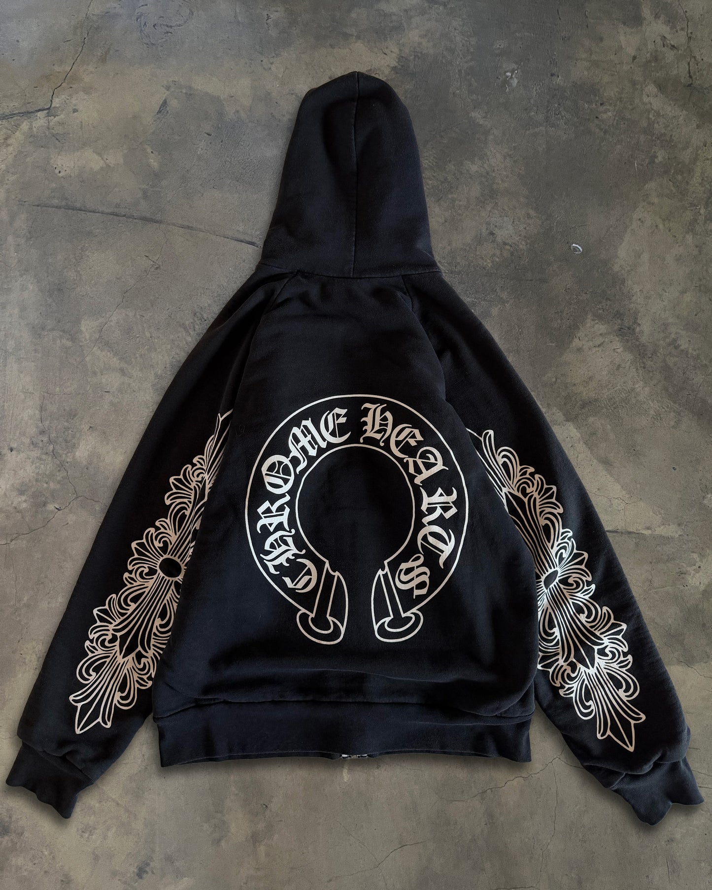 CHROME HEARTS VINTAGE WAFFLE KNIT FLORAL HOODIE