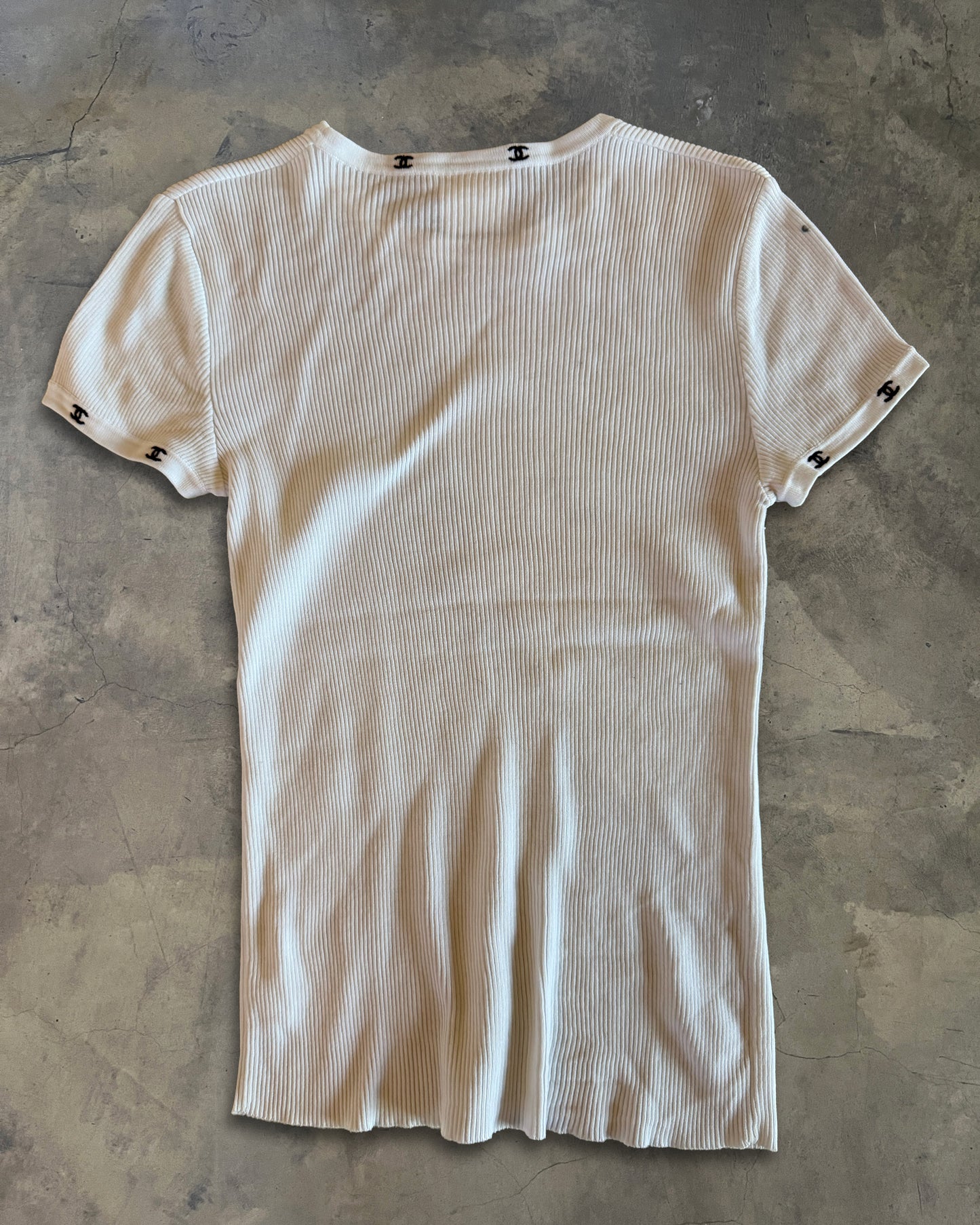 CHANEL SS1996 RIBBED COTTON TOP