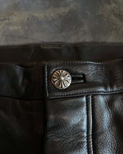 CHROME HEARTS FLEUR KNEE LEATHER PANTS