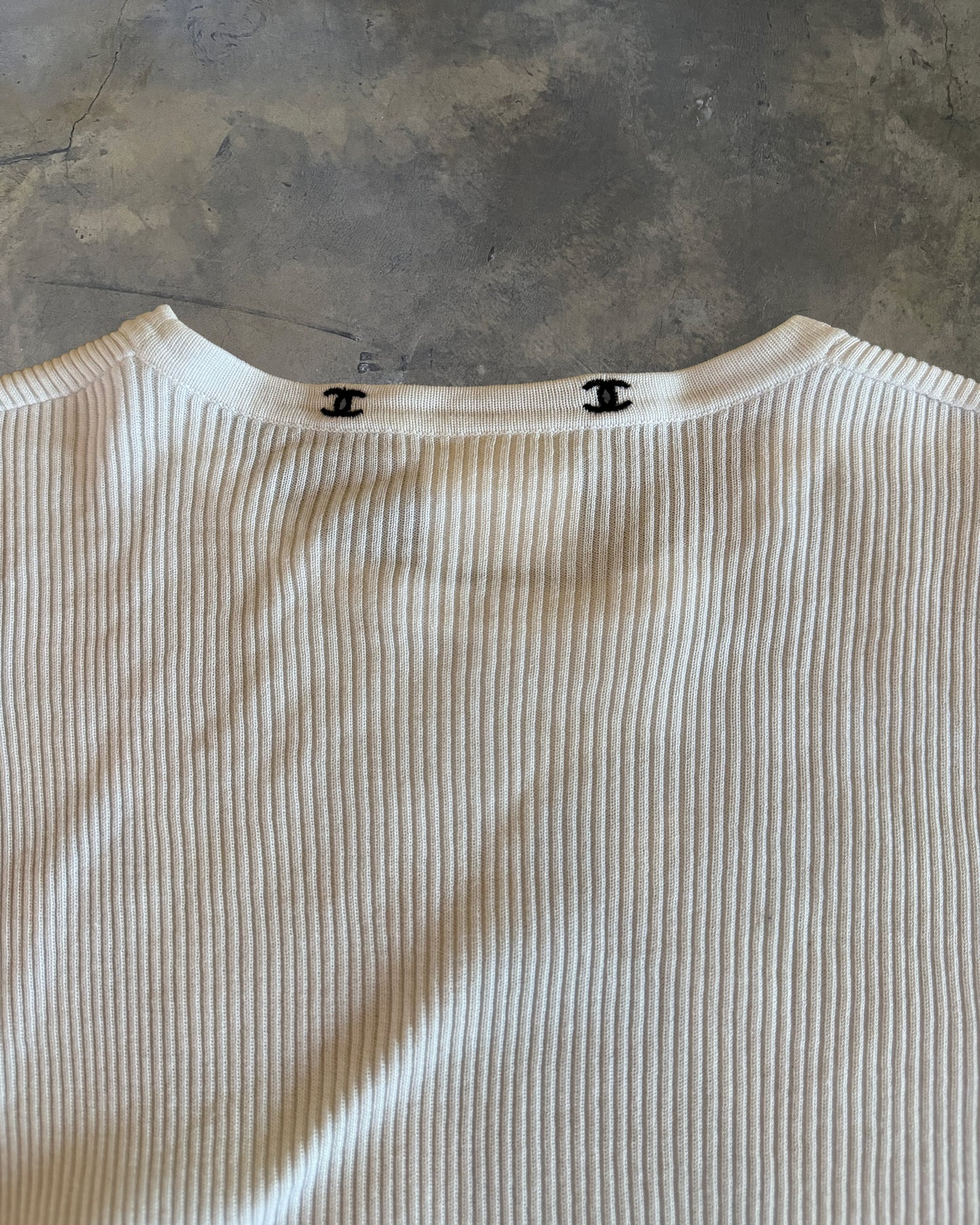 CHANEL SS1996 RIBBED COTTON TOP