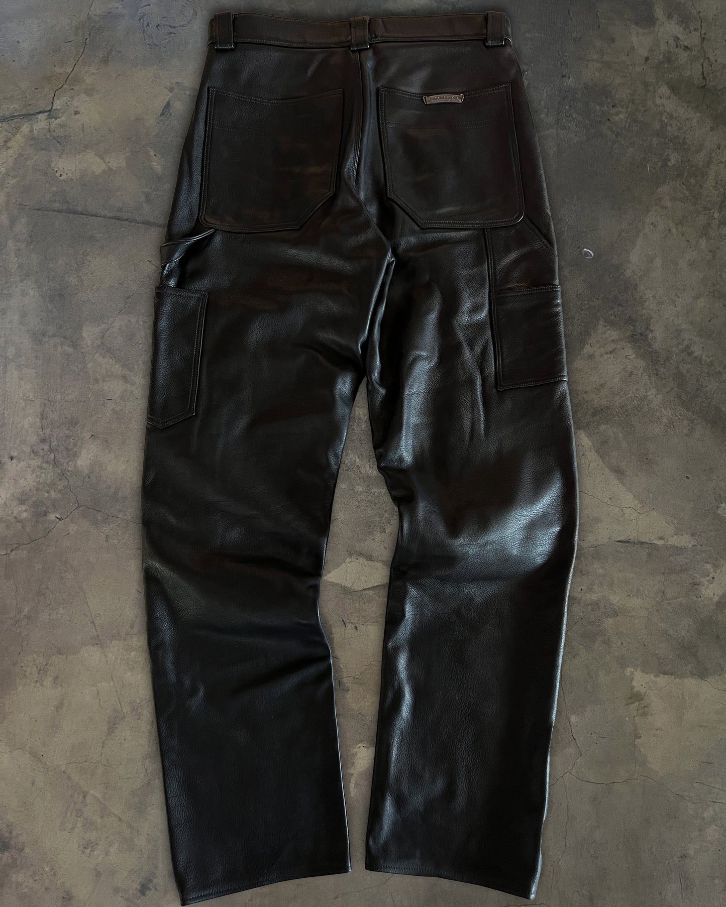 CHROME HEARTS FLEUR KNEE LEATHER PANTS