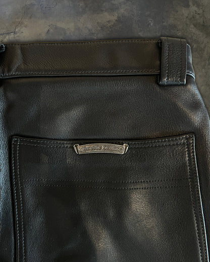 CHROME HEARTS FLEUR KNEE LEATHER PANTS