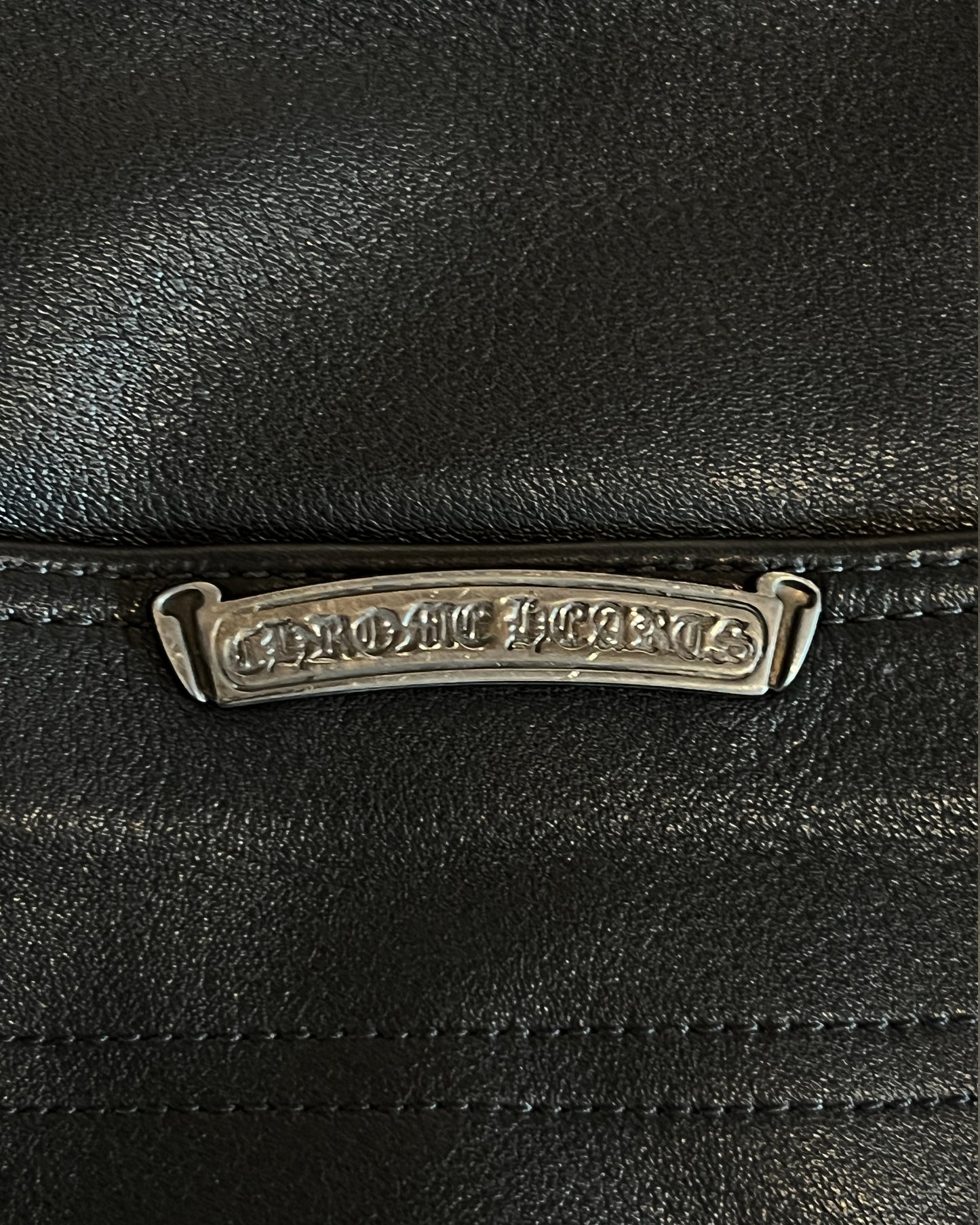 CHROME HEARTS FLEUR KNEE LEATHER PANTS