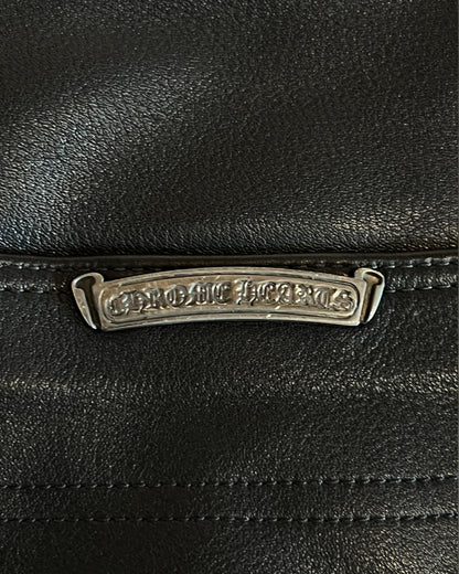 CHROME HEARTS FLEUR KNEE LEATHER PANTS