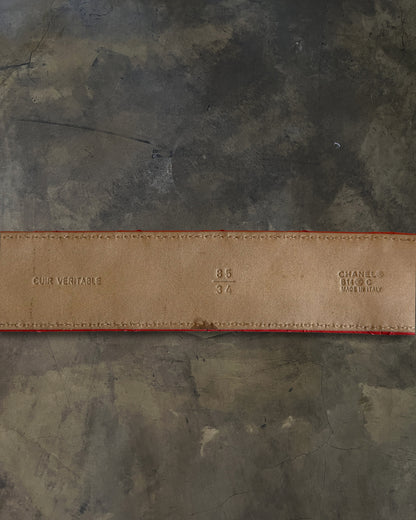 CHANEL 2014 PIRU RED QUILTED CC BELT