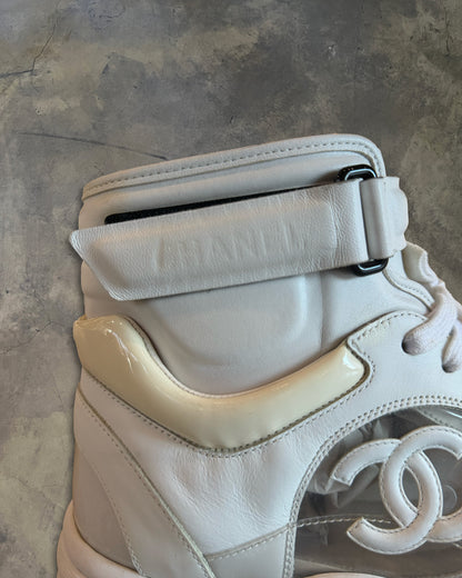CHANEL SS2018 WHITE TRANSPARENT HIGH TOP SNEAKERS