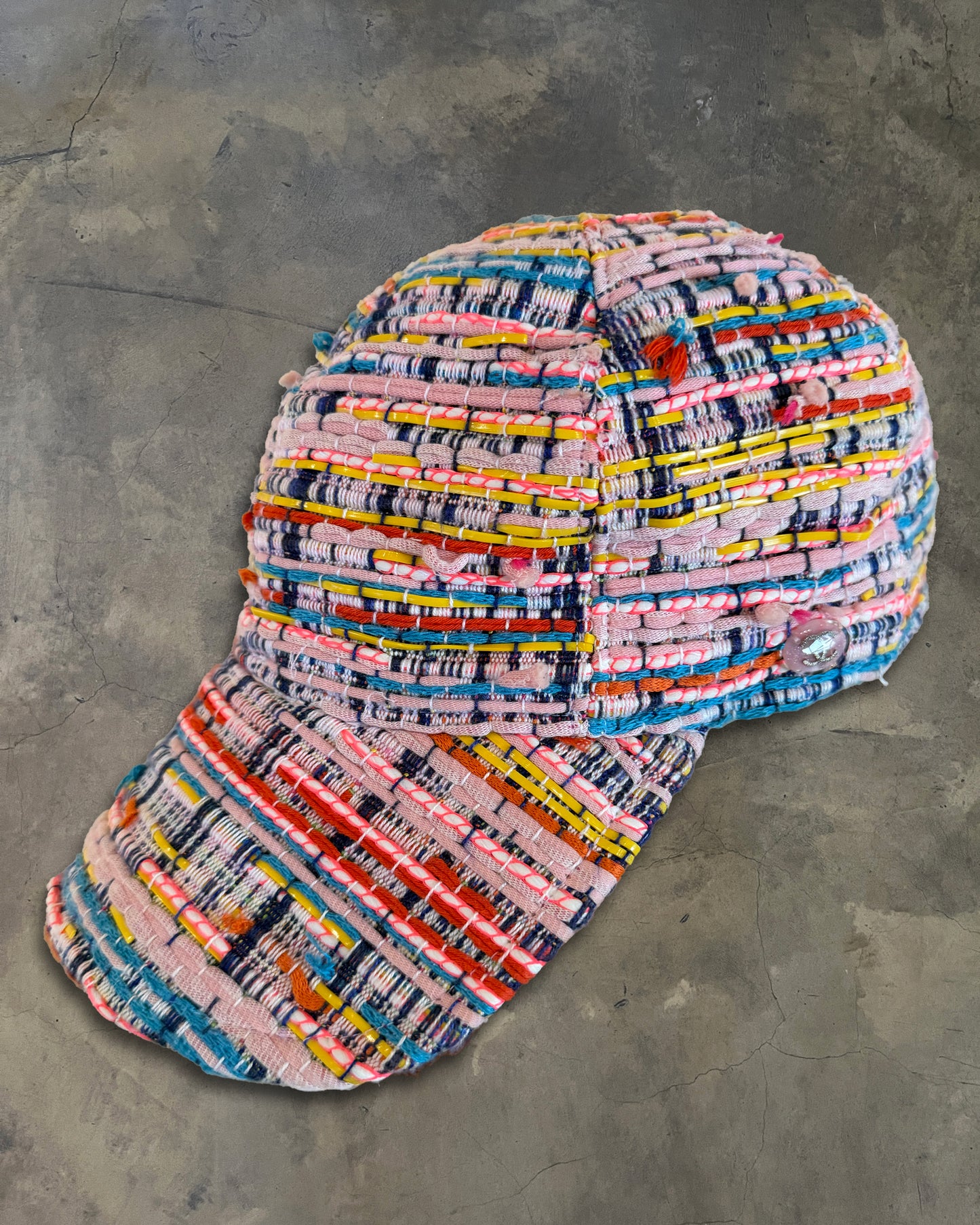 CHANEL 2017 MULTICOLOURED TWEED BASEBALL CAP
