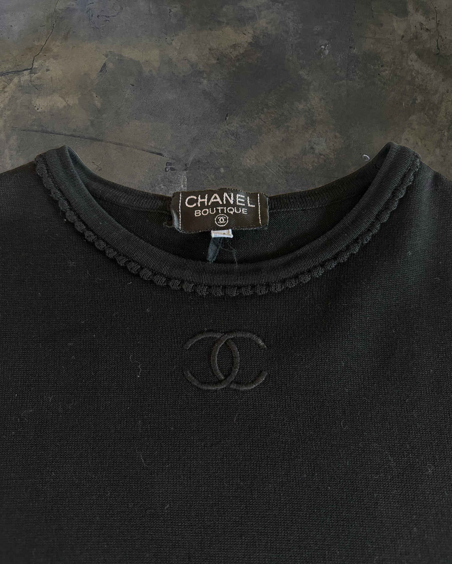 CHANEL SS1994 RUNWAY LOGO EMBROIDERED TEE