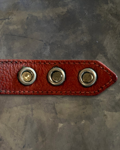 CHROME HEARTS TRIPLE VINE HEART BUTTON LEATHER BRACELET