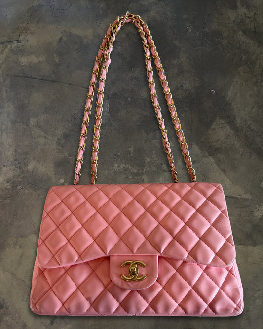 CHANEL 2009 SAKURA PINK QUILTED LAMBSKIN SINGLE FLAP