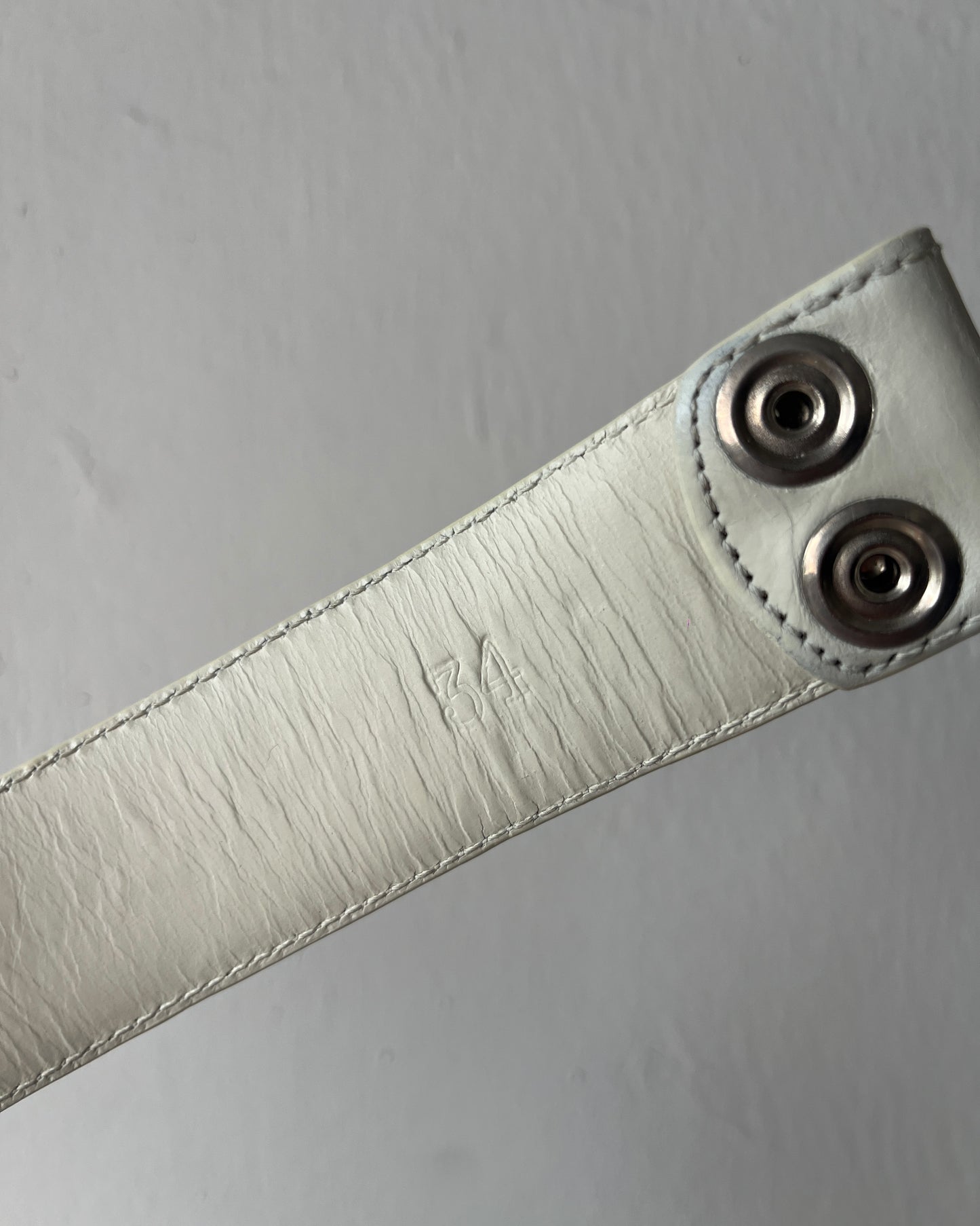 CHROME HEARTS WHITE LEATHER BELT STRAP