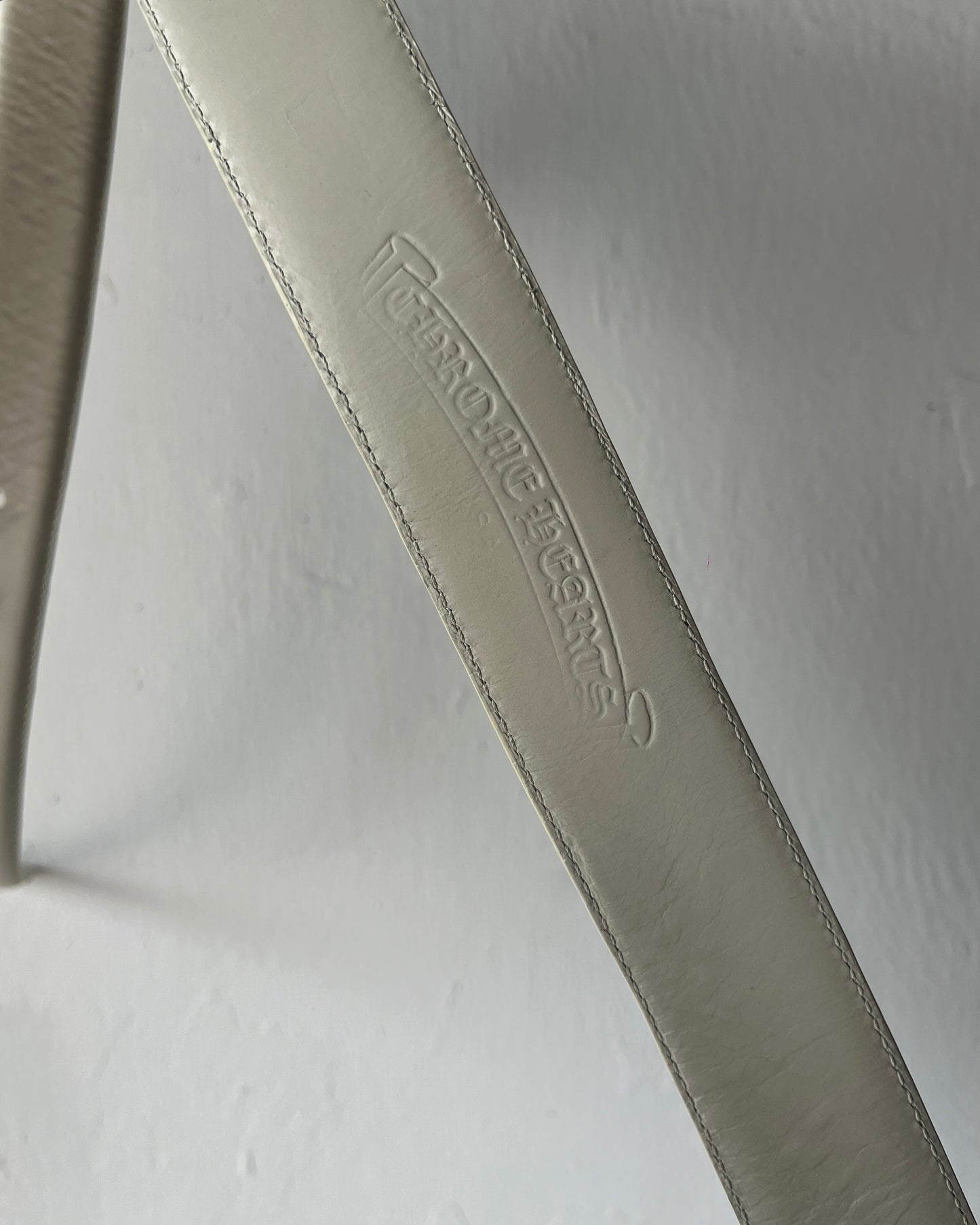 CHROME HEARTS WHITE LEATHER BELT STRAP