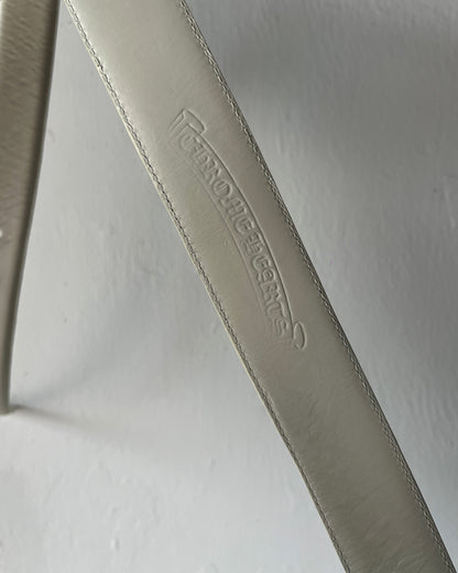 CHROME HEARTS WHITE LEATHER BELT STRAP