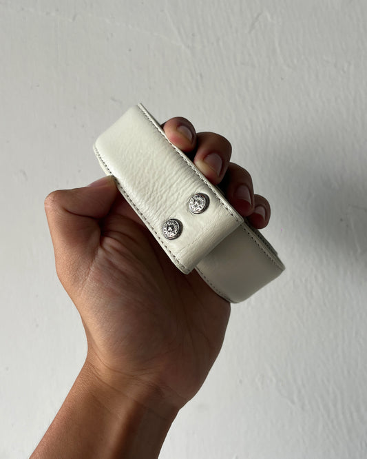 CHROME HEARTS WHITE LEATHER BELT STRAP