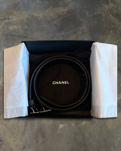 CHANEL BLACK QUILTED CC BELT