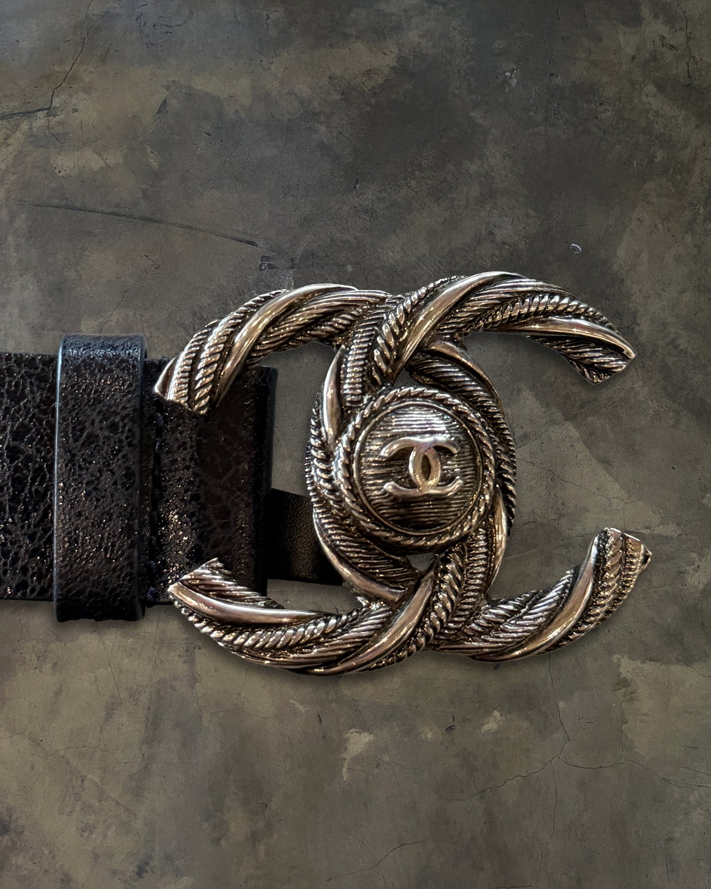 CHANEL SILVER ROPE LOGO CC BELT