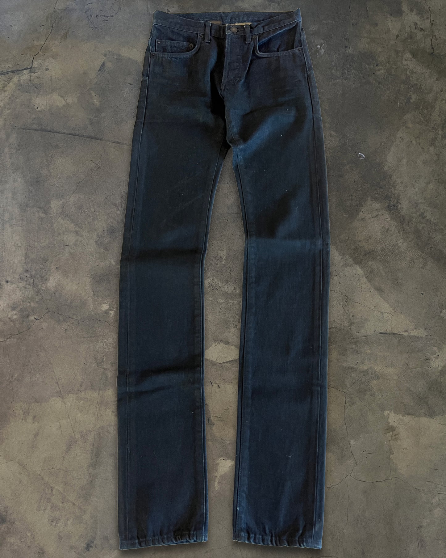 DIOR HOMME AW2008 'LUMIERE DU NORD' WAXED BLEU MARINE DENIM