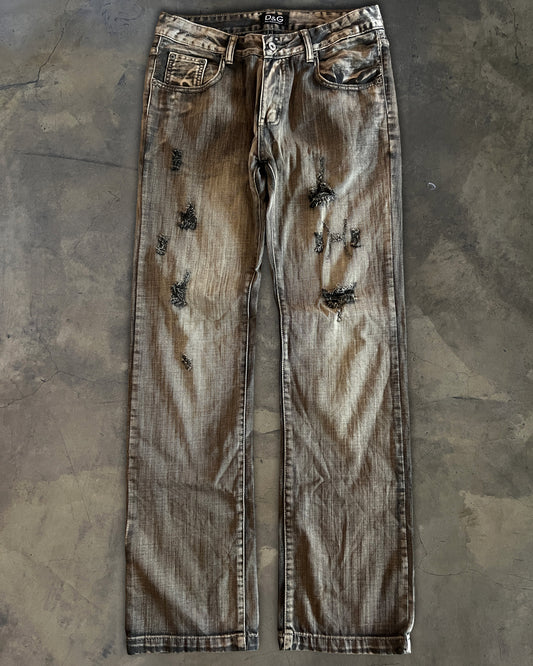 DOLCE GABBANA DISTRESSED WASHED DENIM