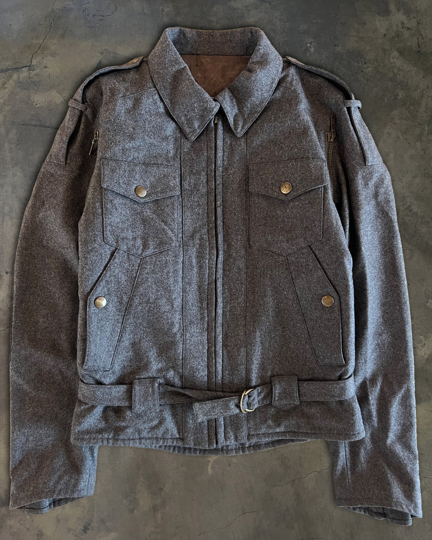 YSL RIVE GAUCHE AW2007 RUNWAY ZIP UP WOOL MILITARY JACKET