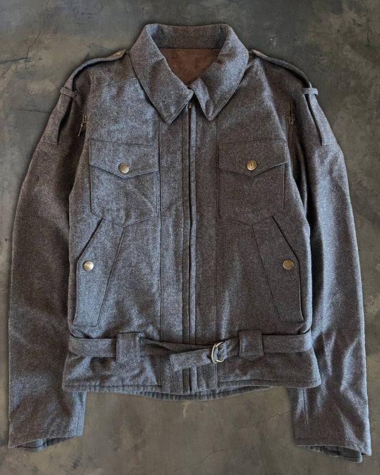 YSL RIVE GAUCHE AW2007 RUNWAY ZIP UP WOOL MILITARY JACKET