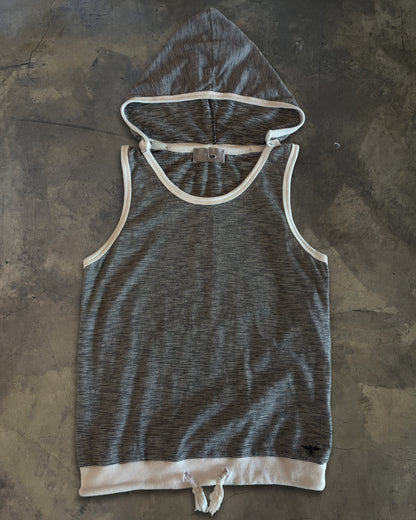 DIOR HOMME AW2005 STRIPED SLEEVELESS DETATCHABLE HOODIE
