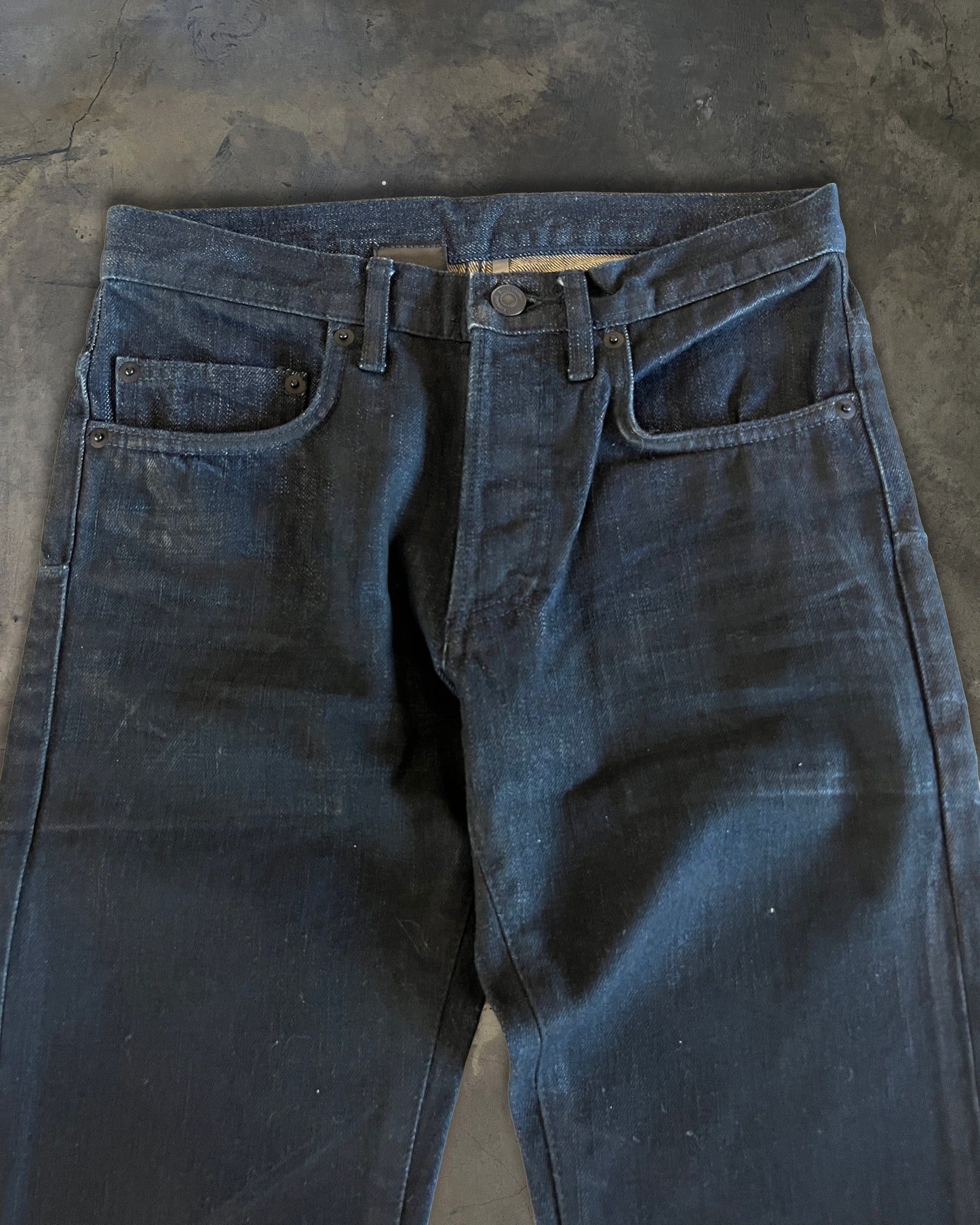 DIOR HOMME AW2008 'LUMIERE DU NORD' WAXED BLEU MARINE DENIM