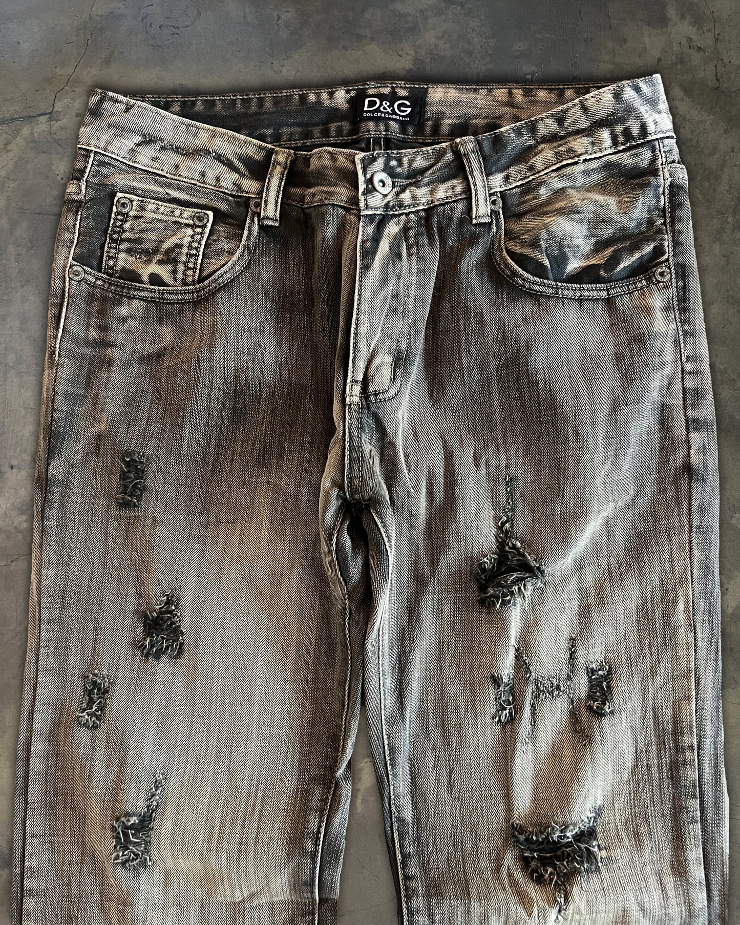 DOLCE GABBANA DISTRESSED WASHED DENIM
