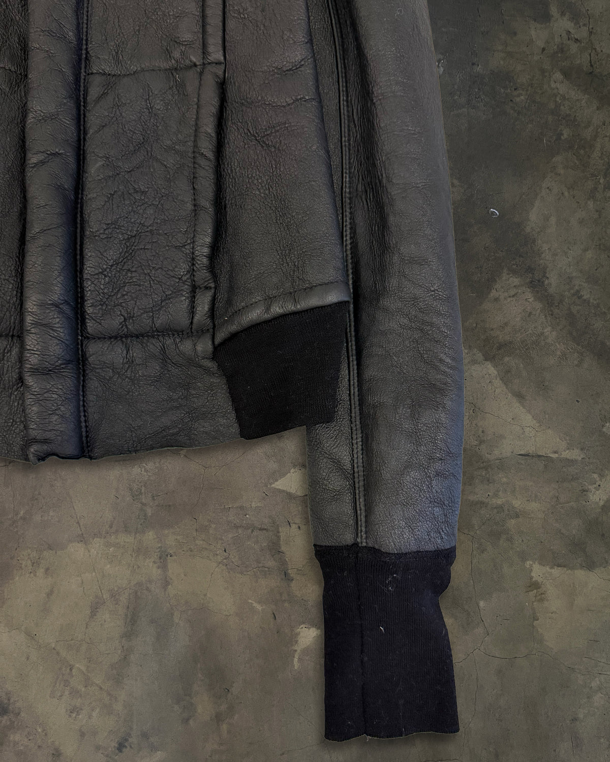 RICK OWENS FW2006 'DUSTULATOR' PANELED SHEARLING LEATHER JACKET