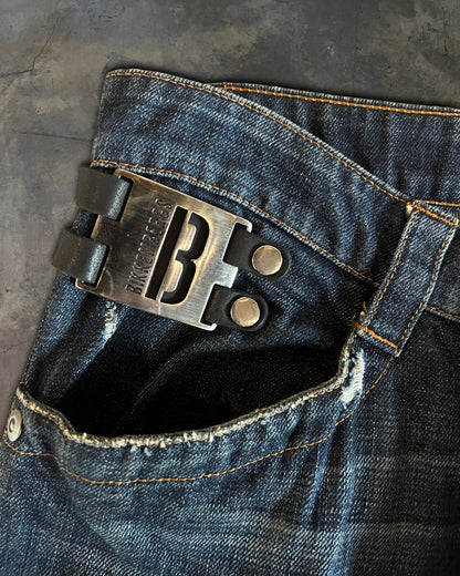 DIRK BIKKEMBERGS 90'S LEATHER SNAP DENIM