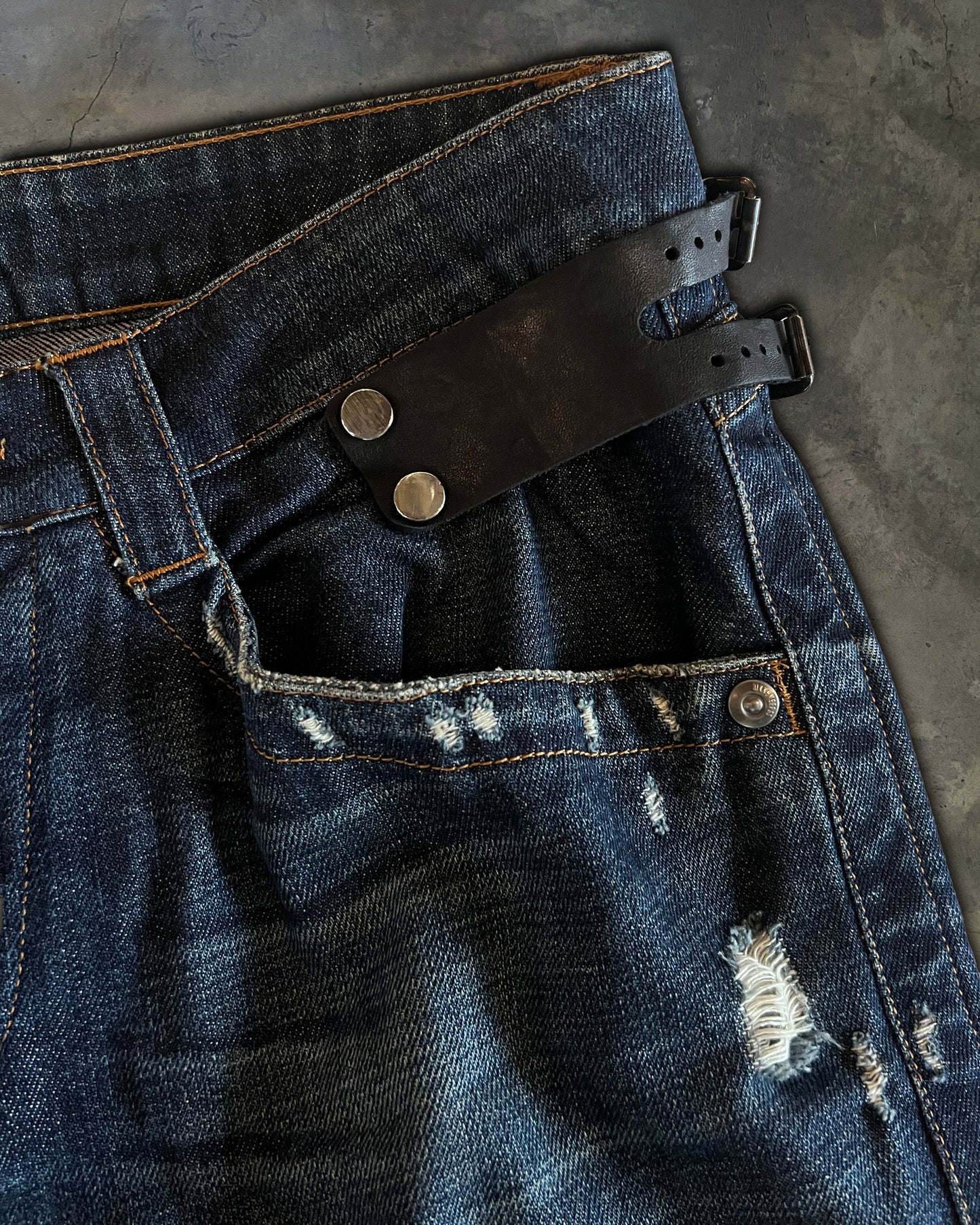 DIRK BIKKEMBERGS 90'S LEATHER SNAP DENIM