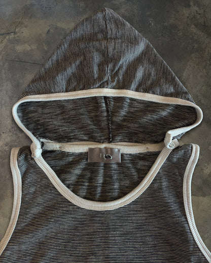 DIOR HOMME AW2005 STRIPED SLEEVELESS DETATCHABLE HOODIE